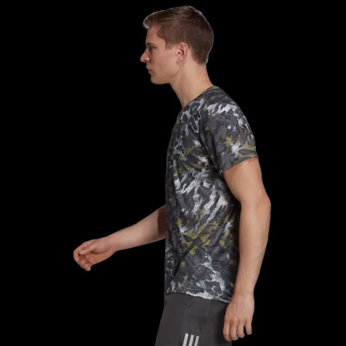 adidas T-shirt Et Manches Longues Running^Fast Aop Tee Vert