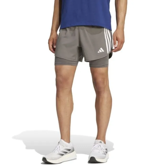 adidas Short Running^Own The Run 3-Stripe 2in1 Shorts Gris