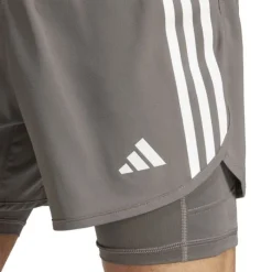 adidas Short Running^Own The Run 3-Stripe 2in1 Shorts Gris