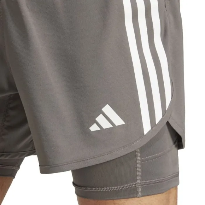 adidas Short Running^Own The Run 3-Stripe 2in1 Shorts Gris