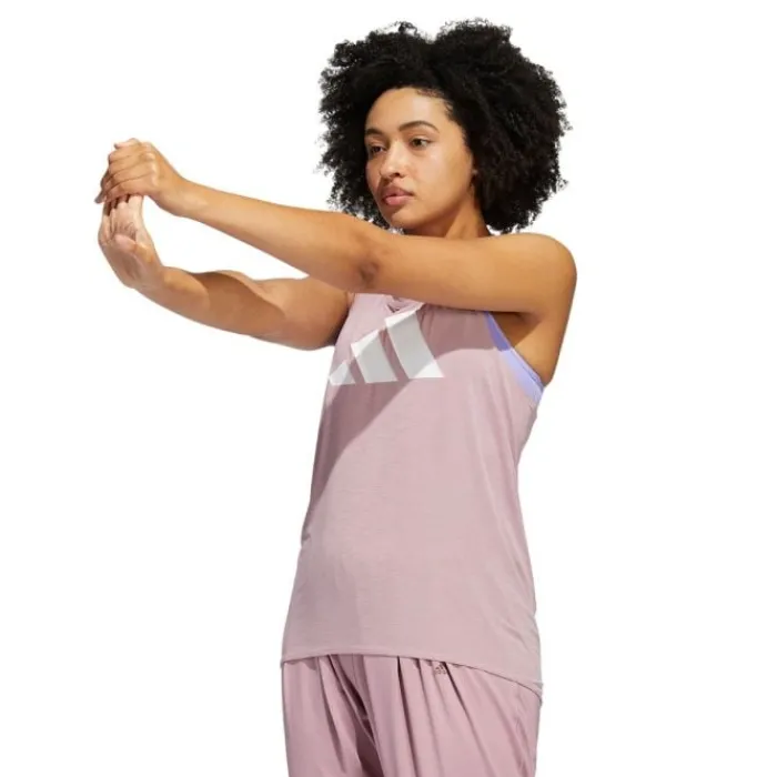 adidas T-shirt Et Manches Longues Running^3-Stripes Logo Tank Top Rose
