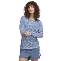 adidas T-shirt Et Manches Longues Running^Trail Long Sleeve Gfx Bleu