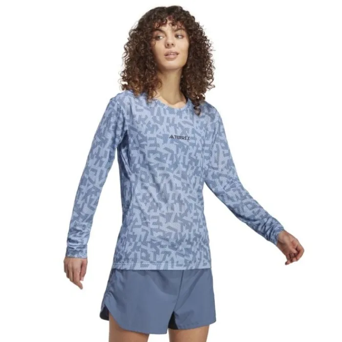 adidas T-shirt Et Manches Longues Running^Trail Long Sleeve Gfx Bleu