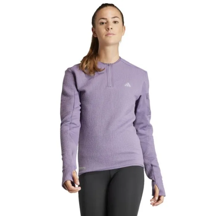 adidas T-shirt Et Manches Longues Running^Ult Cte 1/2 Shirt Zip Mauve