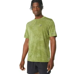 Asics T-shirt Et Manches Longues Running^Metarun Pattern 1/2 Zip SS Top Vert