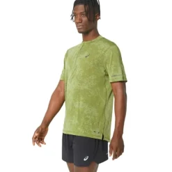 Asics T-shirt Et Manches Longues Running^Metarun Pattern 1/2 Zip SS Top Vert