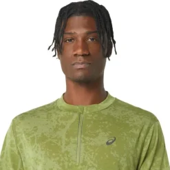 Asics T-shirt Et Manches Longues Running^Metarun Pattern 1/2 Zip SS Top Vert