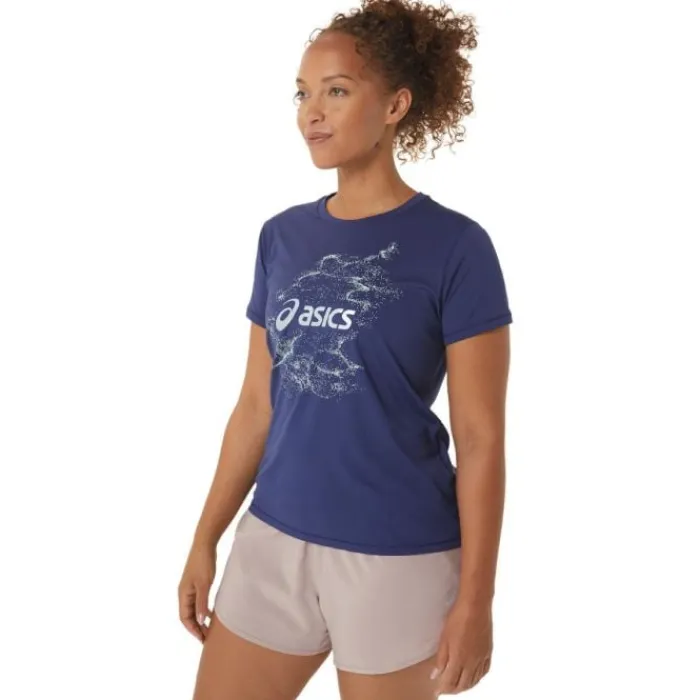 Asics T-shirt Et Manches Longues Running^Nagino Graphic Run SS Top Bleu