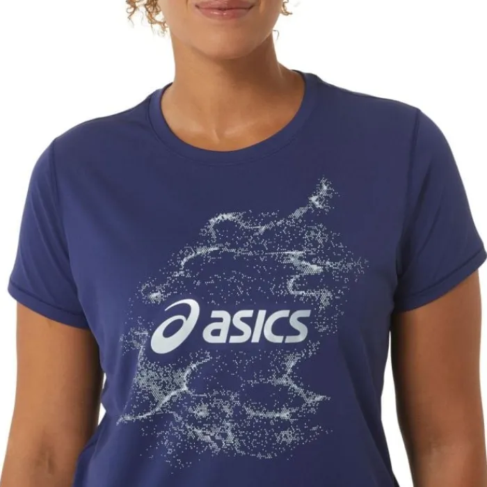 Asics T-shirt Et Manches Longues Running^Nagino Graphic Run SS Top Bleu