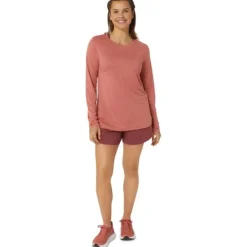 Asics T-shirt Et Manches Longues Running^Nagino Run LS Top Rose