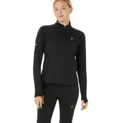 Asics T-shirt Et Manches Longues Running^Road Winter 1/2 Zip Midlayer Noir