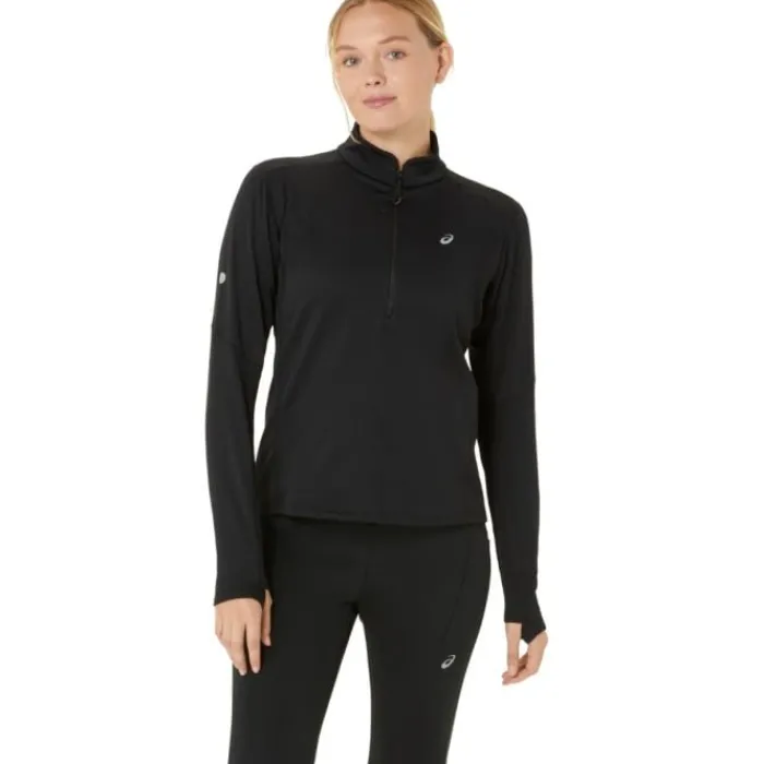 Asics T-shirt Et Manches Longues Running^Road Winter 1/2 Zip Midlayer Noir