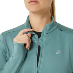 Asics T-shirt Et Manches Longues Running^Road Winter 1/2 Zip Midlayer Vert