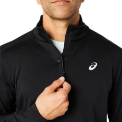 Asics T-shirt Et Manches Longues Running^Road Winter 1/2 Zip Top Noir