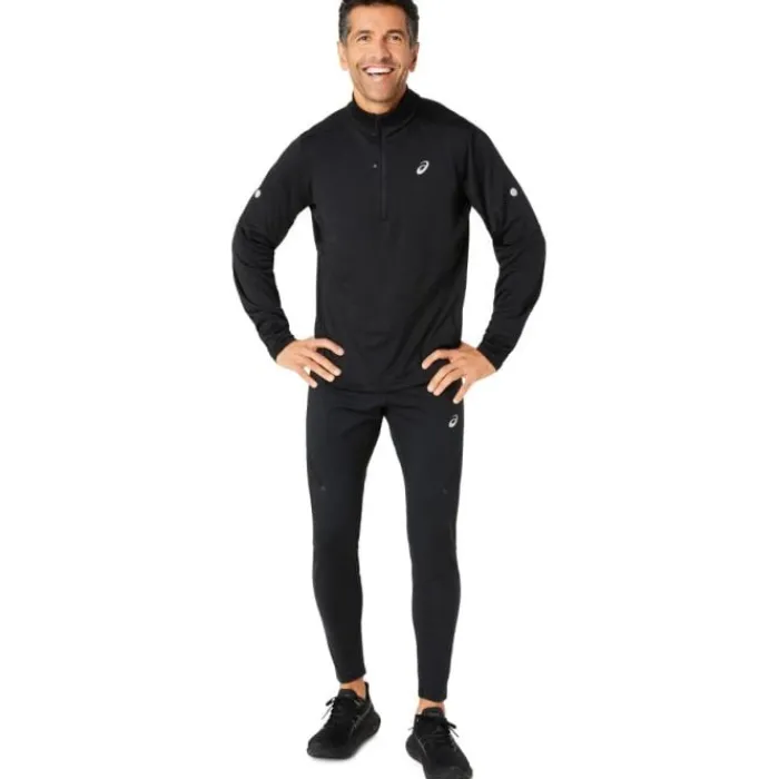 Asics T-shirt Et Manches Longues Running^Road Winter 1/2 Zip Top Noir
