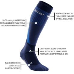 CEP Chaussettes|Chaussettes Running^Cold Weather Socks Bleu