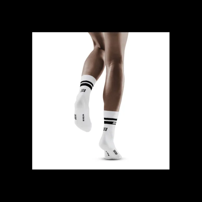 CEP Chaussettes|Chaussettes Running^80's Compression Mid Cut Sock Blanc