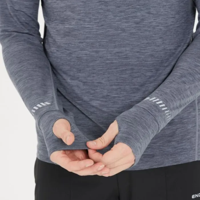 Endurance T-shirt Et Manches Longues Running^Tune Melange Midlayer Bleu