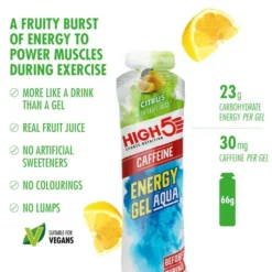 High5 Nutrition Sportive^Energy Gel Aqua Caffeine Citrus - Box 20x66g Blanc
