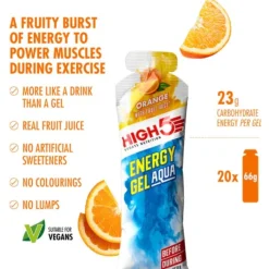 High5 Nutrition Sportive^Energy Gel Aqua Orange - Box 20x66g Blanc