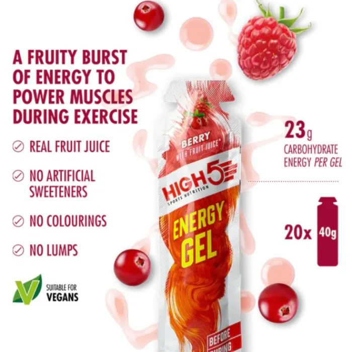 High5 Nutrition Sportive^Energy Gel Berry - Box 20x40g Blanc