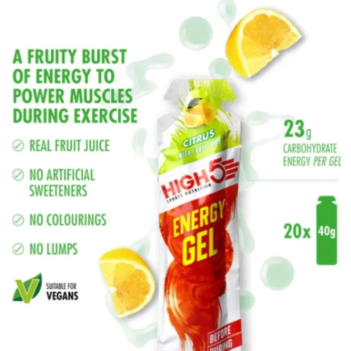 High5 Nutrition Sportive^Energy Gel Citrus - Box 20x40g Blanc