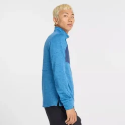 New Balance T-shirt Et Manches Longues Running^Athletics Heat Grid 1/2 Zip Bleu