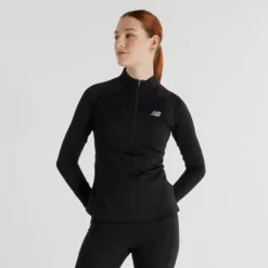 New Balance T-shirt Et Manches Longues Running^Athletics Heat Grid Half Zip Noir