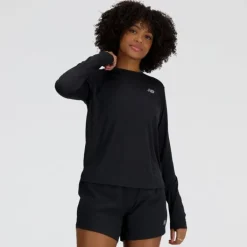 New Balance T-shirt Et Manches Longues Running^Athletics Long Sleeve Noir