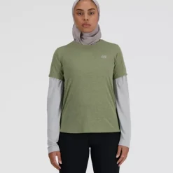 New Balance T-shirt Et Manches Longues Running^Athletics Short Sleeve Vert