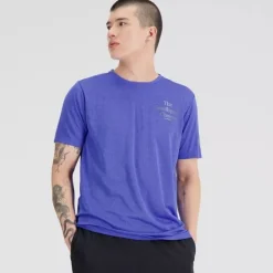 New Balance T-shirt Et Manches Longues Running^Graphic Impact Run Short Sleeve Bleu