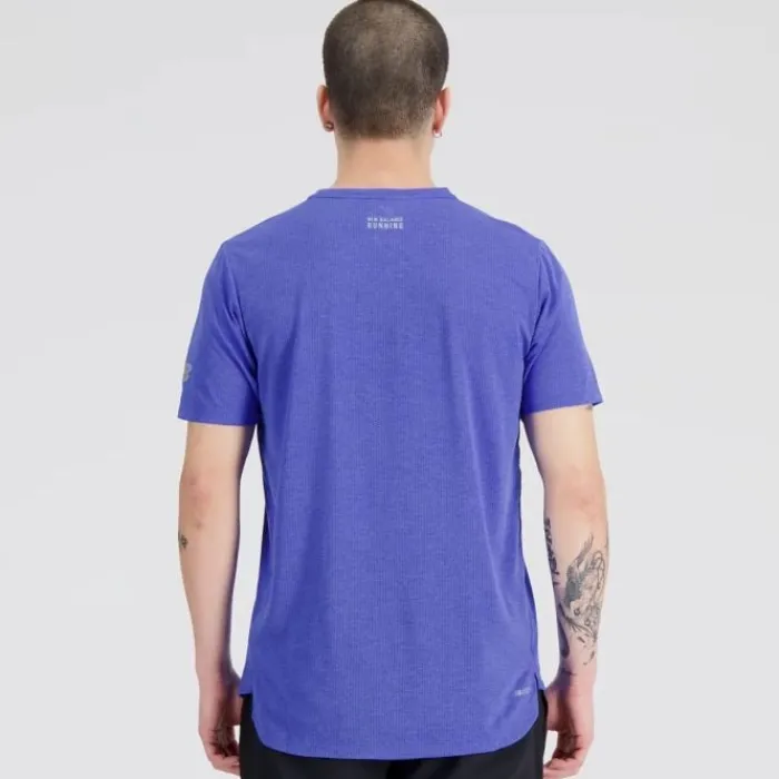 New Balance T-shirt Et Manches Longues Running^Graphic Impact Run Short Sleeve Bleu