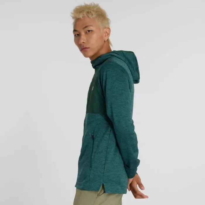 New Balance T-shirt Et Manches Longues Running^Heat Grid Hooded Full Zip Vert