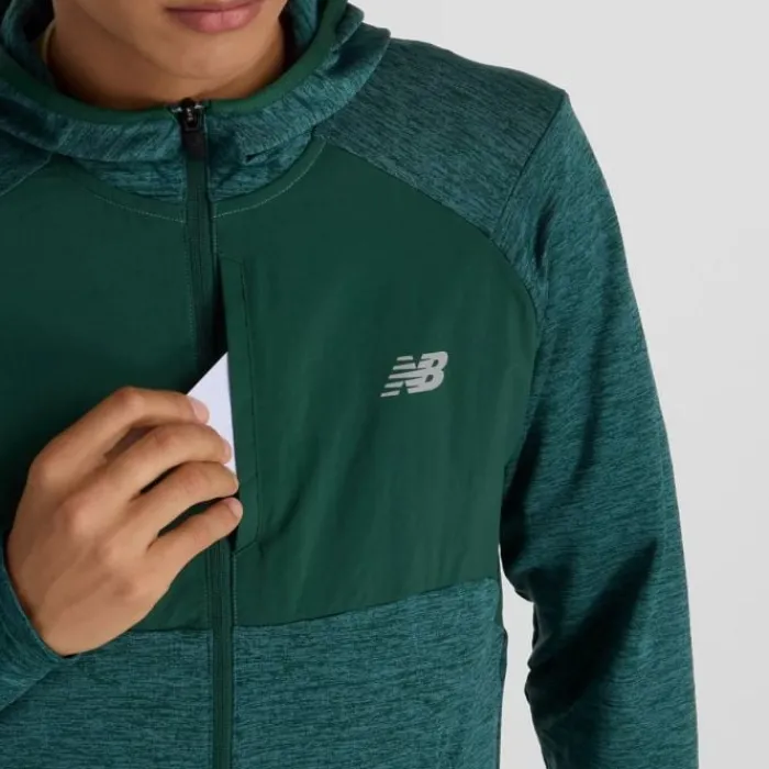 New Balance T-shirt Et Manches Longues Running^Heat Grid Hooded Full Zip Vert