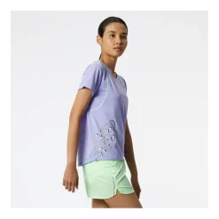 New Balance T-shirt Et Manches Longues Running^Printed Fast Flight Short Sleeve Mauve