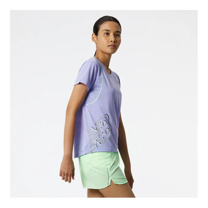 New Balance T-shirt Et Manches Longues Running^Printed Fast Flight Short Sleeve Mauve