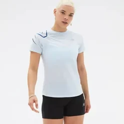 New Balance T-shirt Et Manches Longues Running^Printed Impact Run Short Sleeve Bleu