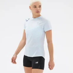 New Balance T-shirt Et Manches Longues Running^Printed Impact Run Short Sleeve Bleu
