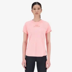 New Balance T-shirt Et Manches Longues Running^Printed Impact Run Short Sleeve Rose