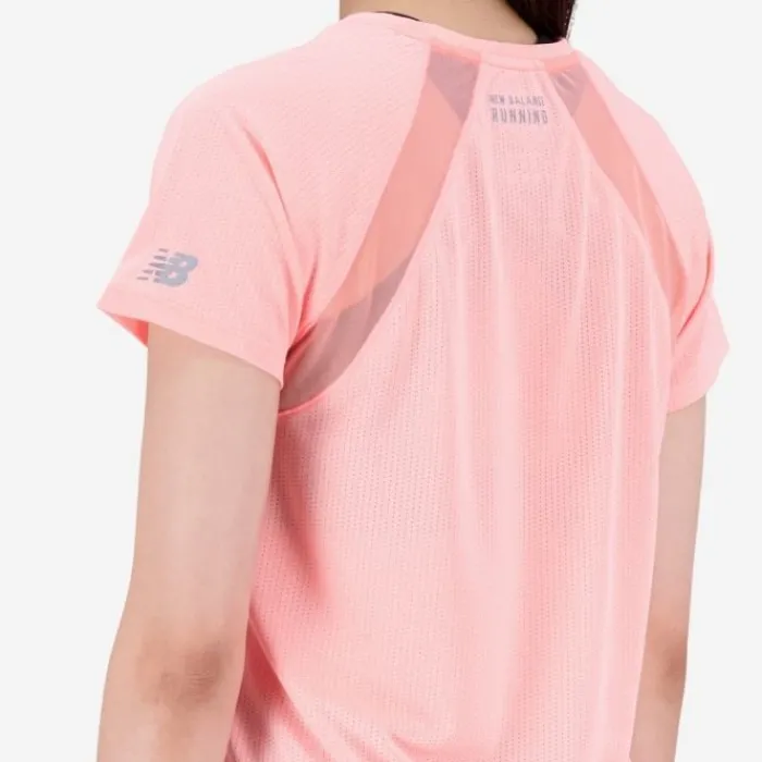 New Balance T-shirt Et Manches Longues Running^Printed Impact Run Short Sleeve Rose