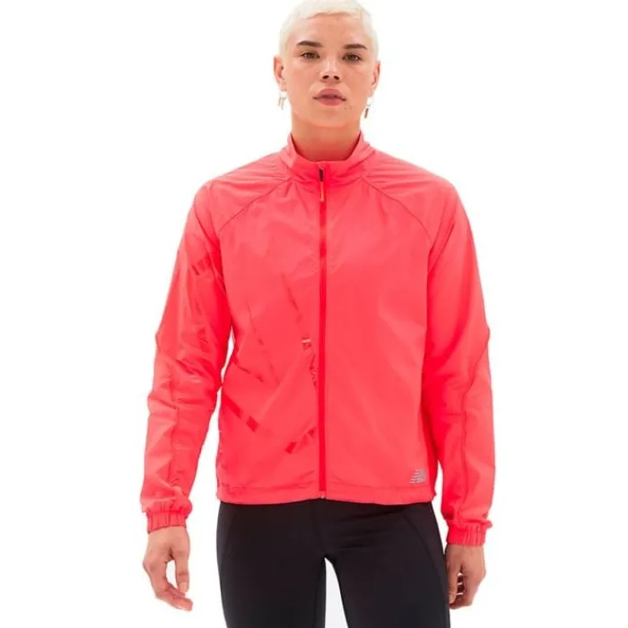 New Balance Veste Running^Printed Impact Run Light Pack Jacket Rouge