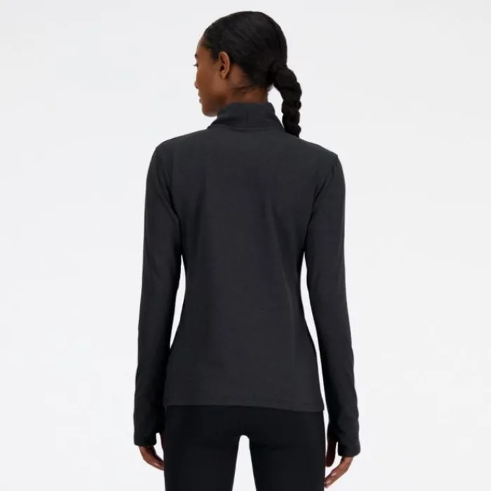New Balance T-shirt Et Manches Longues Running^Sport Essentials Space Dye Quarter Zip Noir