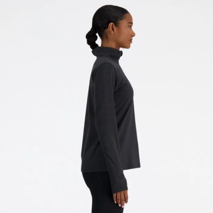 New Balance T-shirt Et Manches Longues Running^Sport Essentials Space Dye Quarter Zip Noir