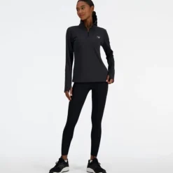 New Balance T-shirt Et Manches Longues Running^Sport Essentials Space Dye Quarter Zip Noir