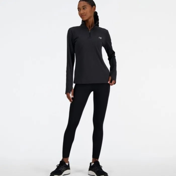 New Balance T-shirt Et Manches Longues Running^Sport Essentials Space Dye Quarter Zip Noir