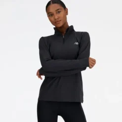 New Balance T-shirt Et Manches Longues Running^Sport Essentials Space Dye Quarter Zip Noir