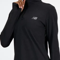 New Balance T-shirt Et Manches Longues Running^Sport Essentials Space Dye Quarter Zip Noir