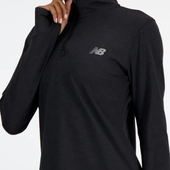 New Balance T-shirt Et Manches Longues Running^Sport Essentials Space Dye Quarter Zip Noir