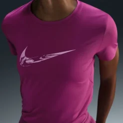 Nike T-shirt Et Manches Longues Running^Dri-FIT One Swoosh Heathered Short Sleeve Tee Rose
