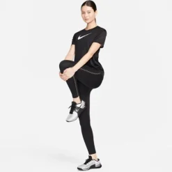 Nike Short Running^Dri-FIT Regular Heathered Graphic Short Sleeve Tee Noir